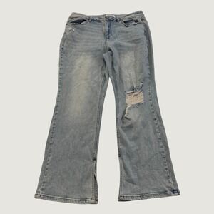 Judy Blue Adrian 20W High Rise Straight Jeans Distressed Slit Hem Stretch